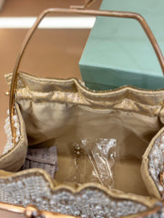 OFF WHITE $ GOLD Beaded Evening CLUTCH