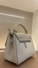 BEIGE Two-Tone Leather Handbag for Women | Crossbody Shoulder Bag with Adjustable Strap | Stylish Carry Purse with Secure Closure and Organized Space for Casual Wear, Travel & Occasions