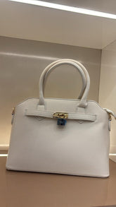 OFF WHITE Structured Top-Handle Handbag / Elegant Satchel