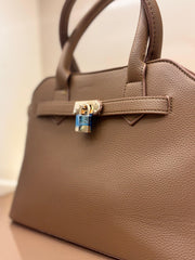 KHAKI Structured Top-Handle Handbag / Elegant Satchel