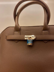 KHAKI Structured Top-Handle Handbag / Elegant Satchel