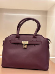 Wine Maroon Structured Top-Handle Handbag / Elegant Satchel