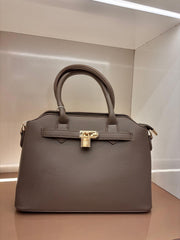 Stone BrownStructured Top-Handle Handbag / Elegant Satchel