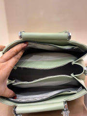 GREEN Luxury Textured Handheld Tote Bag with Charm
