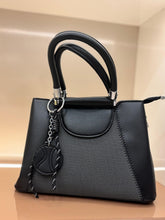 BLACK Luxury Textured Handheld Tote Bag with Charm