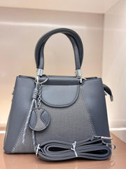 GREY Luxury Textured Handheld Tote Bag with Charm