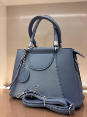 BLUE Luxury Textured Handheld Tote Bag with Charm