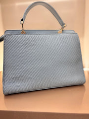 LIGHT BLUE Elegant Textured Top-Handle Handbag