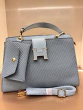 LIGHT BLUE Elegant Textured Top-Handle Handbag