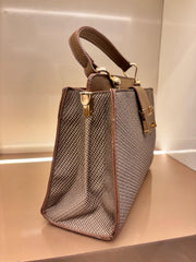 BROWN Elegant Textured Top-Handle Handbag