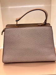 BROWN Elegant Textured Top-Handle Handbag