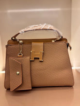 Tan / Camel Brown Elegant Textured Top-Handle Handbag