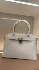 OFF WHITE Structured Top-Handle Handbag / Elegant Satchel
