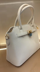 OFF WHITE Structured Top-Handle Handbag / Elegant Satchel