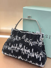 Black & Silver Beaded Evening  CLUTCH