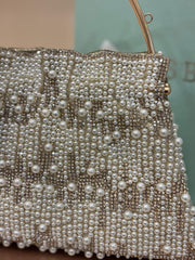 OFF WHITE $ GOLD  Beaded Evening  CLUTCH