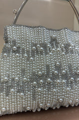 WHITE  $ GOLD  Beaded Evening  CLUTCH