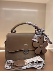 Two-Tone Leather Handbag for Women | Crossbody Shoulder Bag with Adjustable Strap | Stylish Carry Purse with Secure Closure and Organized Space for Casual Wear, Travel & Occasions