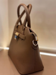 KHAKI Structured Top-Handle Handbag / Elegant Satchel