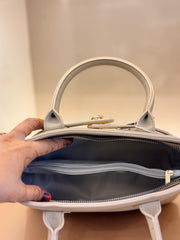 BEIGE Structured Top-Handle Handbag / Elegant Satchel