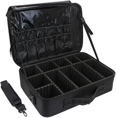 Makeup Organizer Bag Professional Travel Cosmetic Bag Makeup Storage with Adjustable Compartment Black,