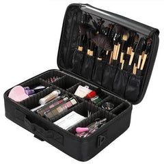 Makeup Organizer Bag Professional Travel Cosmetic Bag Makeup Storage with Adjustable Compartment Black,