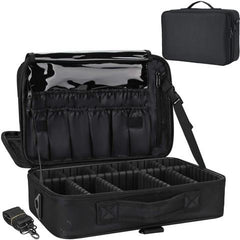 Makeup Organizer Bag Professional Travel Cosmetic Bag Makeup Storage with Adjustable Compartment Black,
