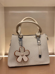 white Mini Structured Handbag / Top-Handle Sling Bag