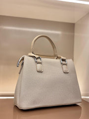 white Mini Structured Handbag / Top-Handle Sling Bag