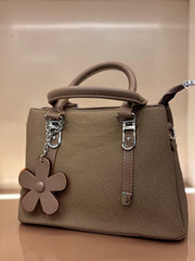 BROWN Mini Structured Handbag / Top-Handle Sling Bag