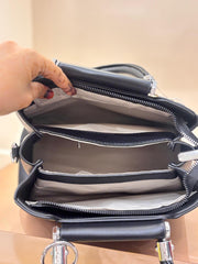 BLACK Luxury Textured Handheld Tote Bag with Charm