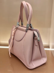 LIGHT PINK Luxury Textured Handheld Tote Bag with Charm