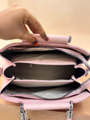 LIGHT PINK Luxury Textured Handheld Tote Bag with Charm