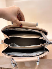 BEIGE Luxury Textured Handheld Tote Bag with Charm