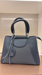 GREY  Luxury Textured Handheld Tote Bag with Charm