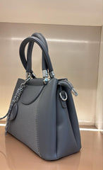 GREY  Luxury Textured Handheld Tote Bag with Charm