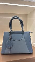 BLUE Luxury Textured Handheld Tote Bag with Charm