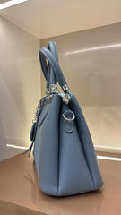 BLUE Luxury Textured Handheld Tote Bag with Charm