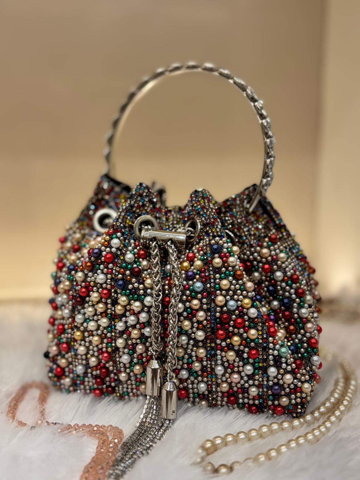 Multi Colour Pearl Clutch Potli