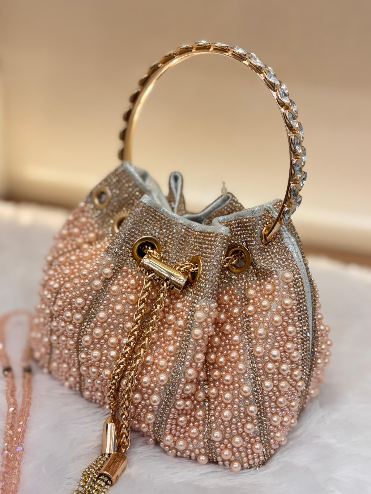 Rose Gold Pearl Potli