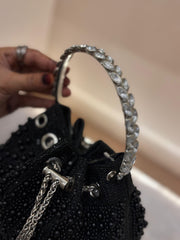 BLACK Colour Pearl Clutch Potli