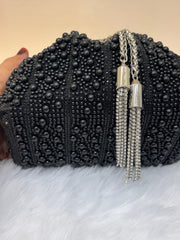 BLACK Colour Pearl Clutch Potli