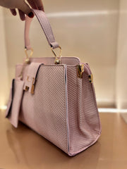 PINK Elegant Textured Top-Handle Handbag