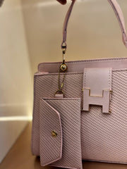 PINK Elegant Textured Top-Handle Handbag