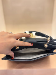 BLACK Elegant Textured Top-Handle Handbag