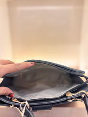 BLACK Elegant Textured Top-Handle Handbag