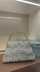 WHITE  $ GOLD  Beaded Evening  CLUTCH
