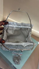 WHITE  $ GOLD  Beaded Evening  CLUTCH