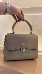 Two-Tone Leather Handbag for Women | Crossbody Shoulder Bag with Adjustable Strap | Stylish Carry Purse with Secure Closure and Organized Space for Casual Wear, Travel & Occasions