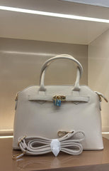 OFF WHITE Structured Top-Handle Handbag / Elegant Satchel